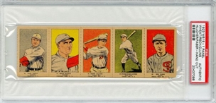 1923 W515 -1 Uncut 5 Card Panel with Eddie Collins, Zack Wheat and Red Faber PSA Authentic